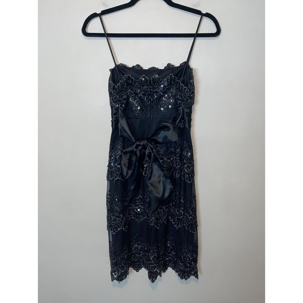 Masquerade y2K Whimsygoth Goth Fairy Black Lace Sequin Cocktail Dress Size 5/6 - Picture 3 of 6